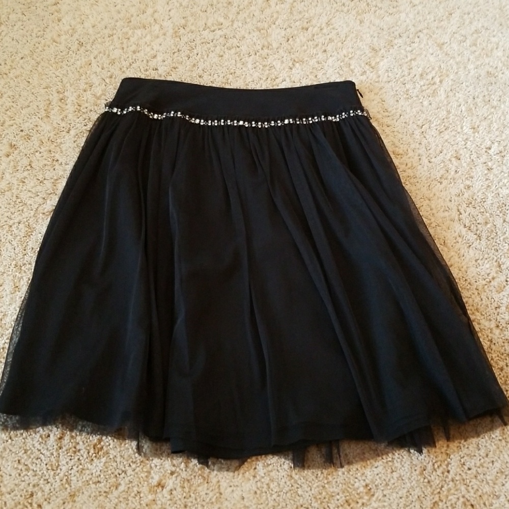 Express Gorgeous embellished black chiffon skirt